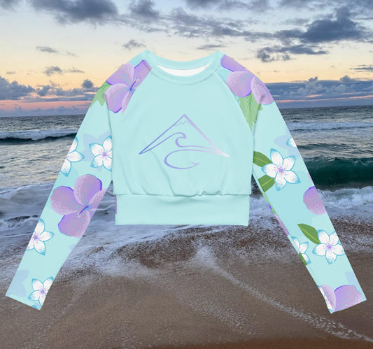 High Tide Hibiscus recycled long-sleeve crop