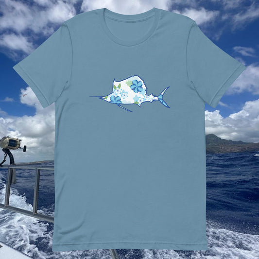 Hibiscus Breeze White Sailfish T-Shirt